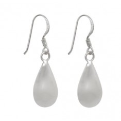 Puffy Teardrop Dangle Earrings, Sterling Silver