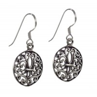 Fleur de Lis Dangle Earrings, Sterling Silver