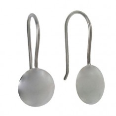 Smooth Round Dangle Earrings, Sterling Silver