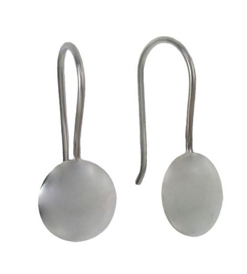 Smooth Round Dangle Earrings, Sterling Silver