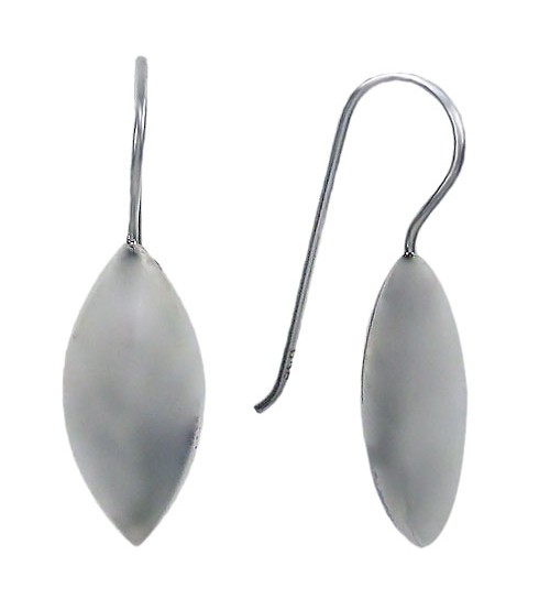 Puffy Rice Shape Dangle Earrings, Sterling Silver