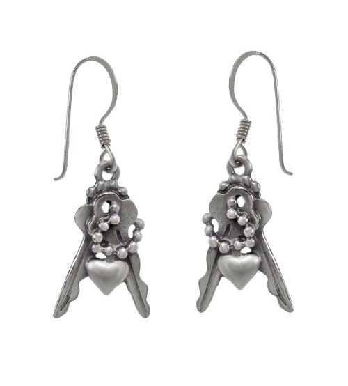 Fancy Multi Charm Dangle Earrings, Sterling Silver