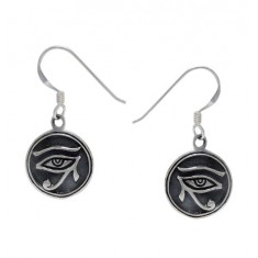 Egyptian Eye Dangle Earrings, Sterling Silver
