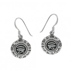 Egyptian Eye Dangle Earrings, Sterling Silver