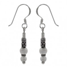 Fancy Multi Bead Dangle Earrings, Sterling Silver