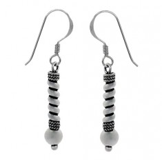 Fancy Multi Bead Dangle Earrings, Sterling Silver