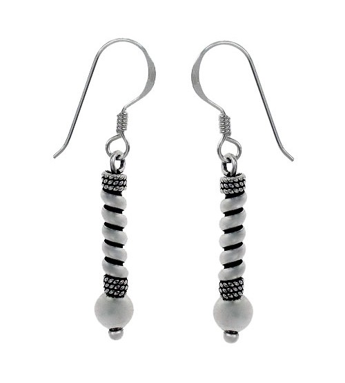 Fancy Multi Bead Dangle Earrings, Sterling Silver