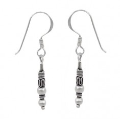 Fancy Multi Bead Dangle Earrings, Sterling Silver