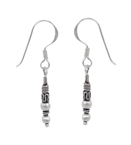 Fancy Multi Bead Dangle Earrings, Sterling Silver