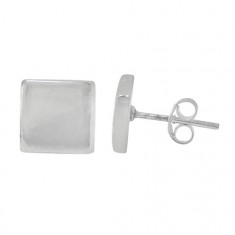 Square Stud Earrings, Sterling Silver