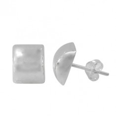 Rectangular Dome Earrings, Sterling Silver