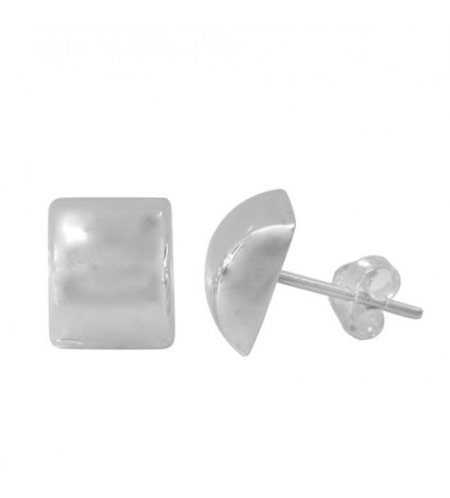 Rectangular Dome Earrings, Sterling Silver