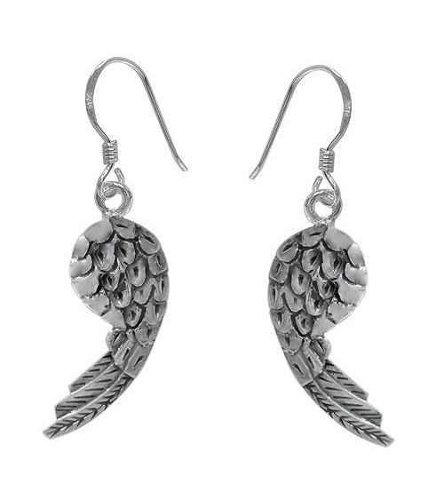 Angel's Wing Dangle Earrings, Sterling Silver