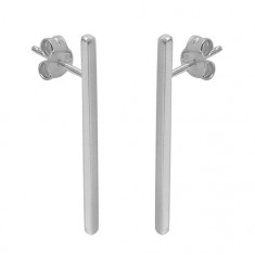 Long Bar Stud Earrings, Sterling Silver