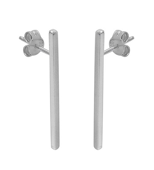 Long Bar Stud Earrings, Sterling Silver