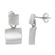 Double Square Stud Earrings, Sterling Silver