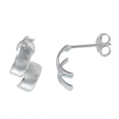 Double Curved Stud Earrings, Sterling Silver