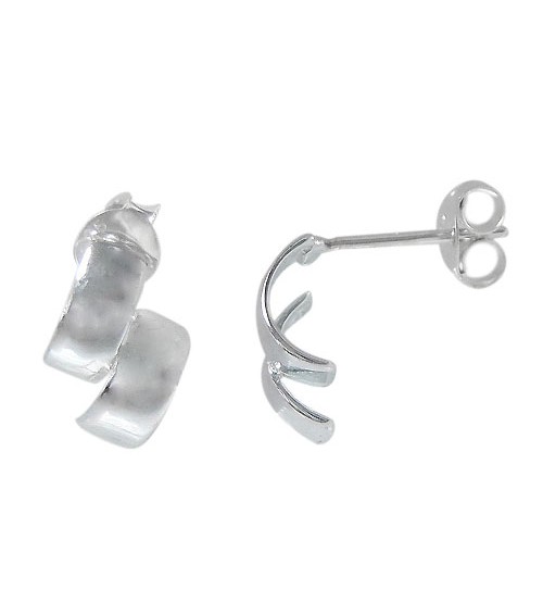 Double Curved Stud Earrings, Sterling Silver