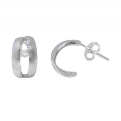 Curved Stud Earrings, Sterling Silver