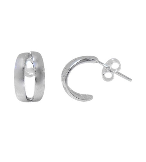 Curved Stud Earrings, Sterling Silver