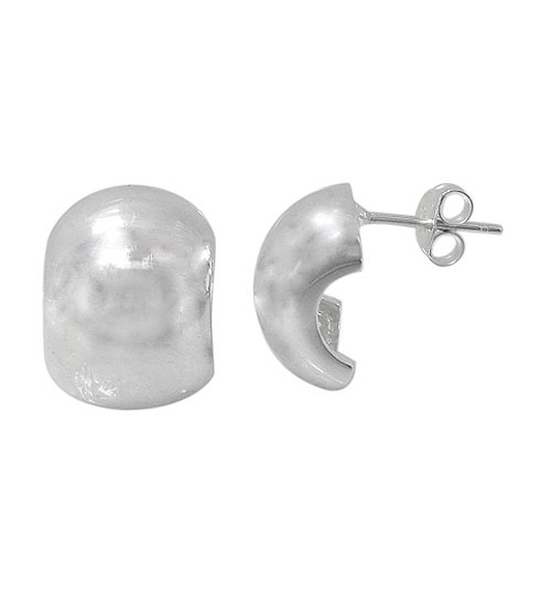 Curved Stud Earrings, Sterling Silver