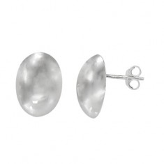 Oval Dome Stud Earrings, Sterling Silver