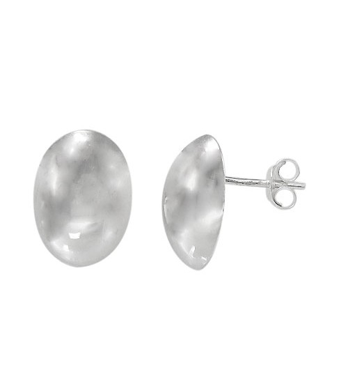 Oval Dome Stud Earrings, Sterling Silver