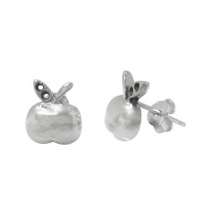 Apple Stud Earrings, Sterling Silver