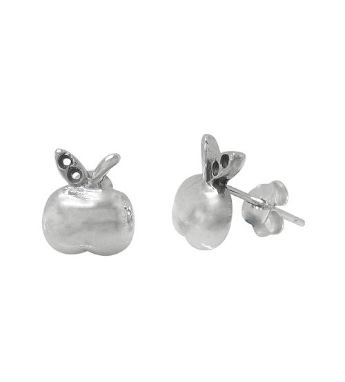 Apple Stud Earrings, Sterling Silver