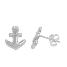 Anchor Stud Earrings, Sterling Silver