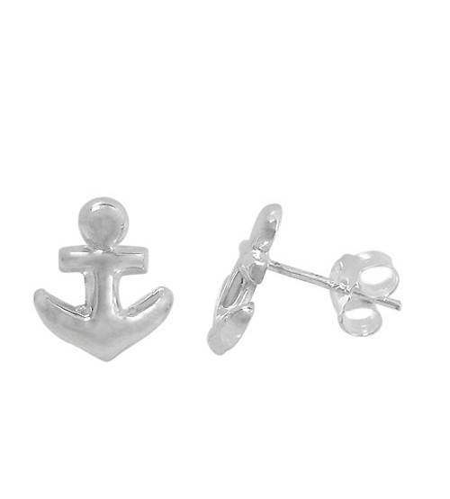 Anchor Stud Earrings, Sterling Silver