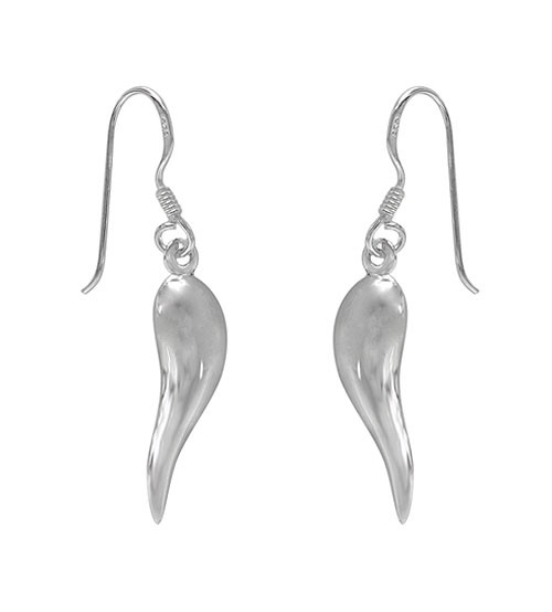 Italian Horn Dangle Earrings, Sterling Silver