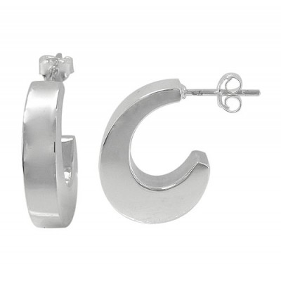 4-Sided Curve Stud Earrings, Sterling Silver