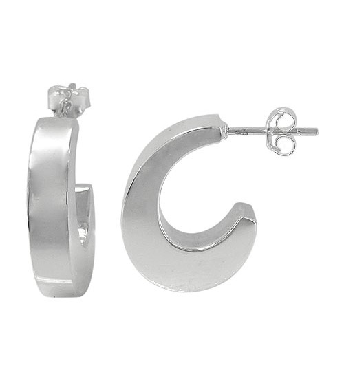 4-Sided Curve Stud Earrings, Sterling Silver