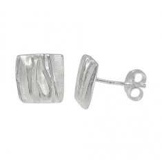 Square Stud Earrings, Sterling Silver