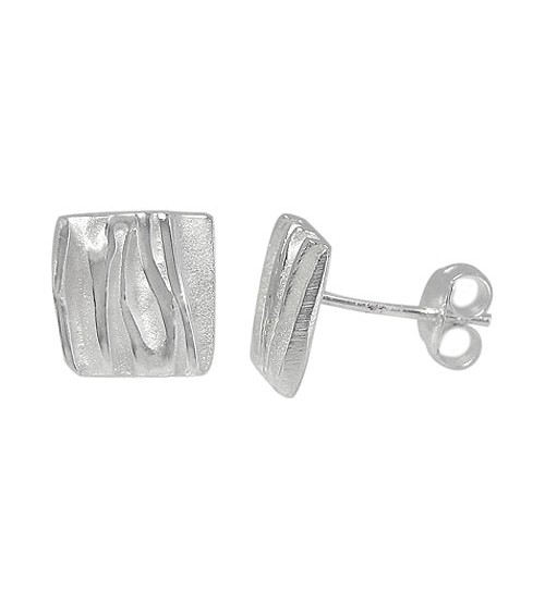 Square Stud Earrings, Sterling Silver