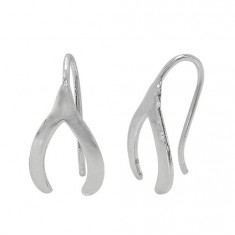 Wish Bone Dangle Earrings, Sterling Silver