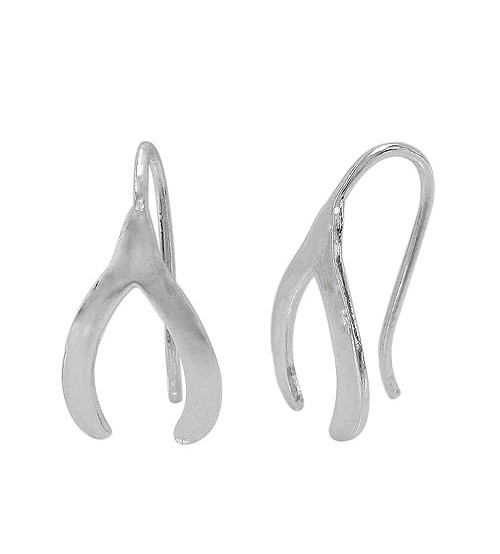 Wish Bone Dangle Earrings, Sterling Silver