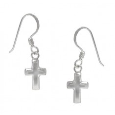 Cross Dangle Earrings, Sterling Silver