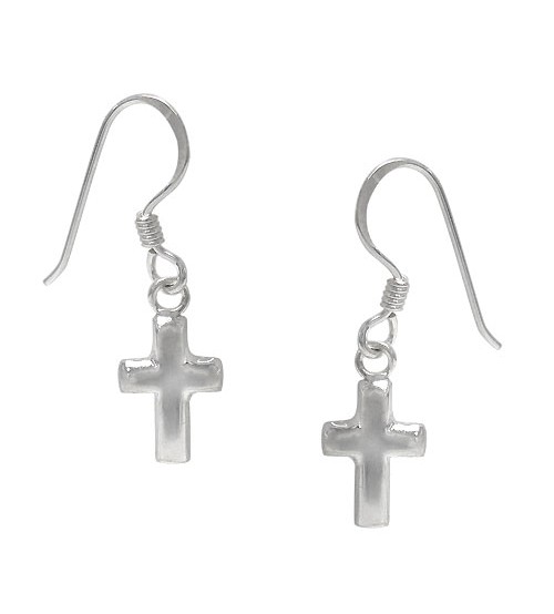 Cross Dangle Earrings, Sterling Silver