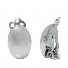 Oval Clip Earrings, Sterling Silver