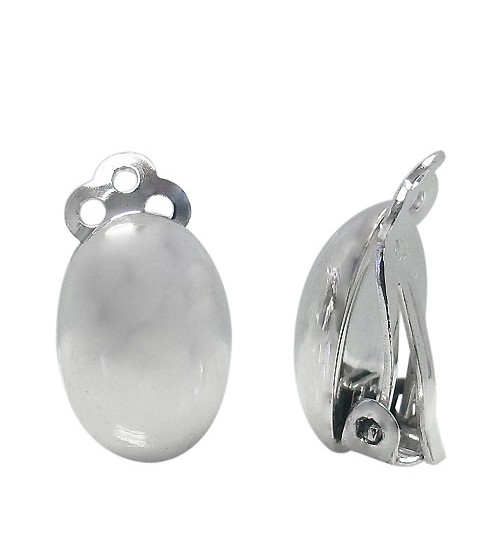 Oval Clip Earrings, Sterling Silver