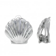 Shell Shaped Clip Earrings, Sterling Silver