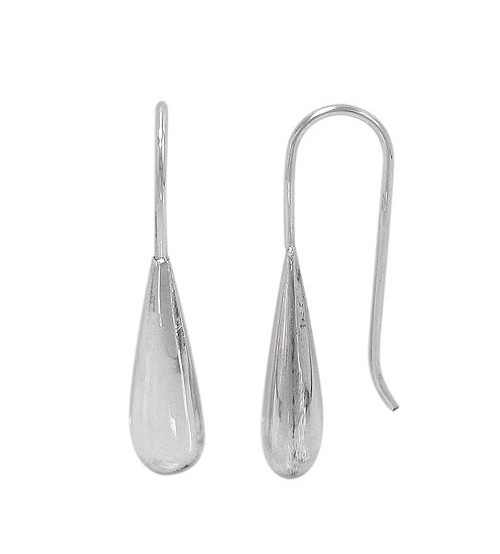 Long Teardrop Dangle Earrings, Sterling Silver