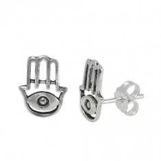 Evil Eye Stud Earrings, Sterling Silver