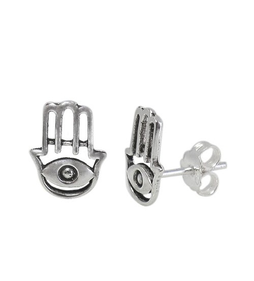 Evil Eye Stud Earrings, Sterling Silver