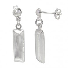 Rectangular Dangle Stud Earrings, Sterling Silver