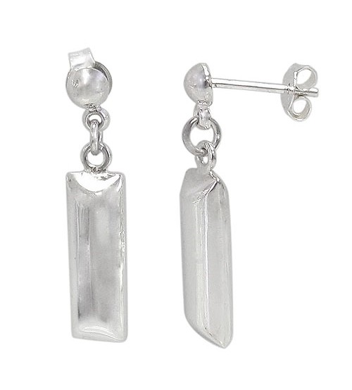 Rectangular Dangle Stud Earrings, Sterling Silver