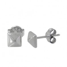 4-Sided Pyramid Stud Earrings, Sterling Silver