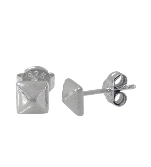 4-Sided Pyramid Stud Earrings, Sterling Silver